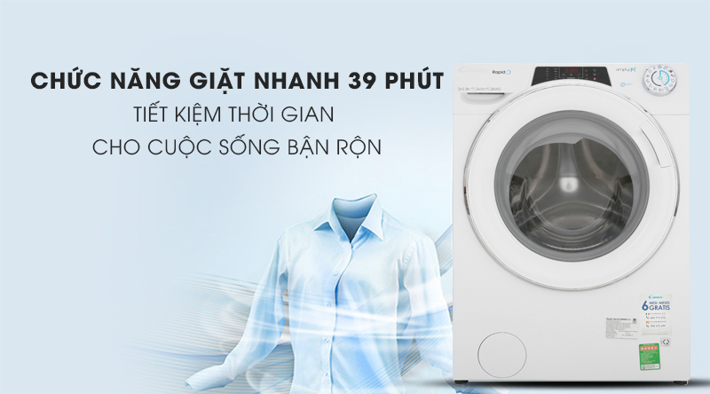 [Đánh giá] Máy giặt Siêu thị Điện máy Nội Thất Chợ Lớn | Máy Giặt CANDY 9Kg RO 1496DWHC7/1-S trên Điện Máy Chợ Lớn